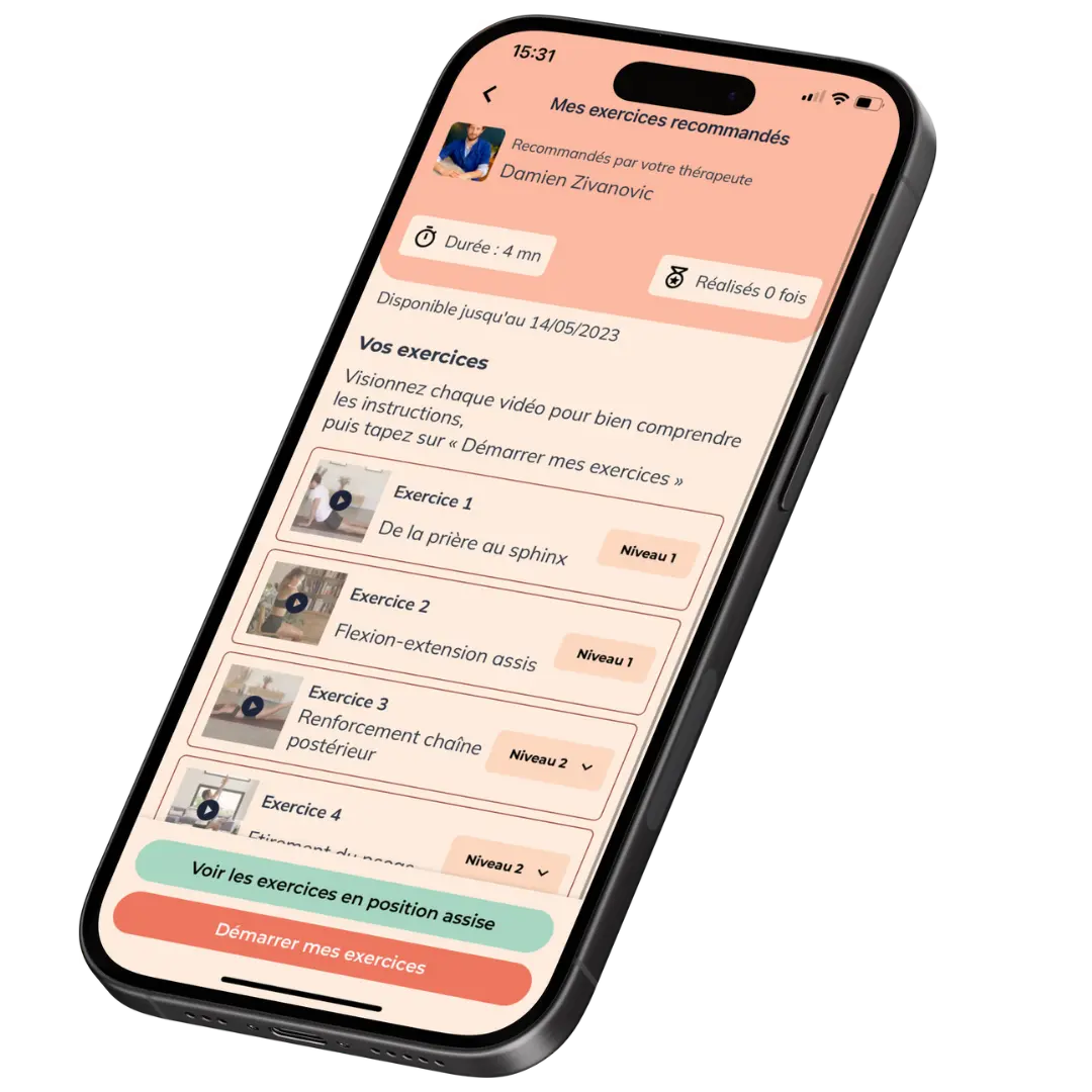 Application Andrew® — écran d'exercices